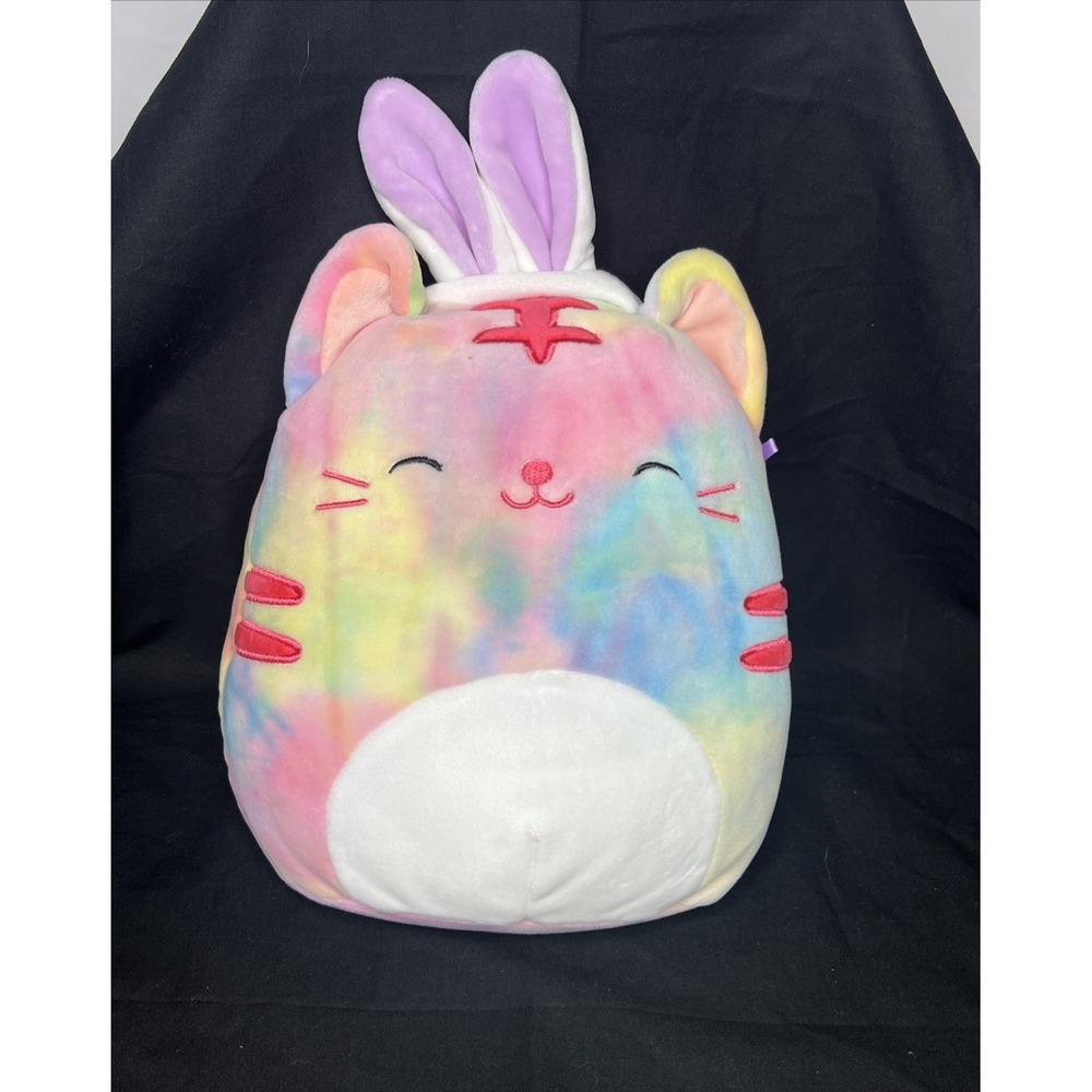 Squishmallows‎ Pastel Rainbow Tie-dye Kitty/Bunny Ears Stuffed Plush Cuddle- 11"